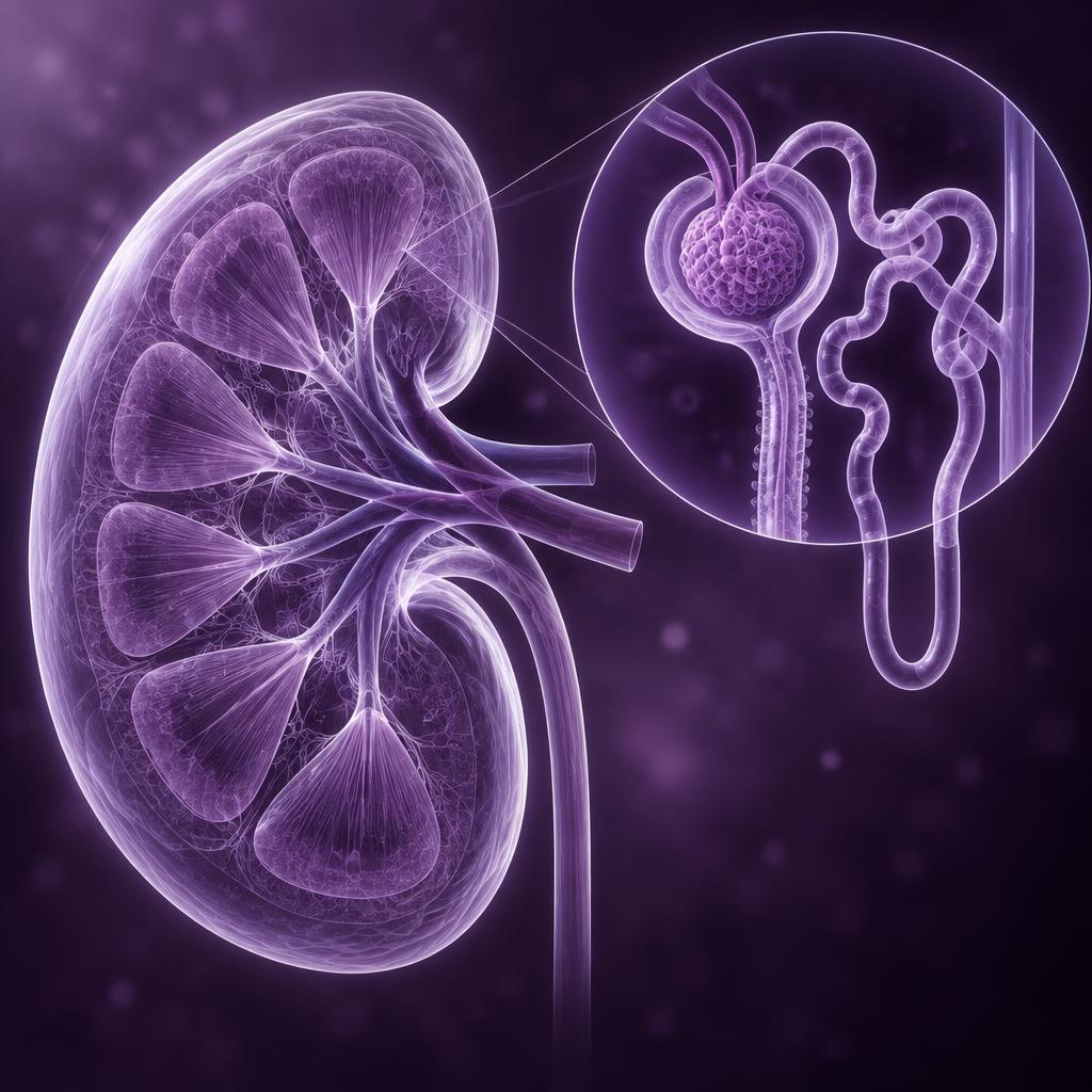 Scientific visualization of a kidney and nephron structures